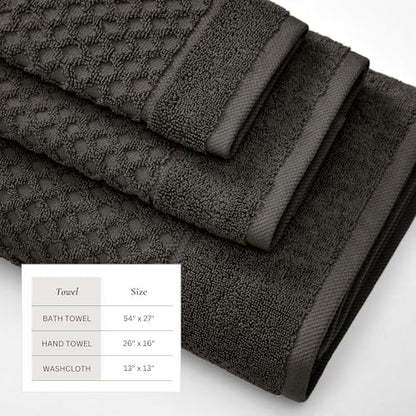 Great Bay Home Bath Towels - 100% Cotton 6 Piece Towel Set - Diamond Waffle Weave - Absorbent, Durable, Quick-Dry Towels for Bathroom (Midnight)