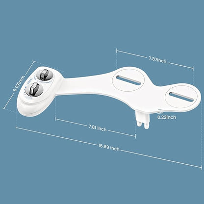 YASFEL Bidet Attachment for Toilet, Self-Cleaning Bidet Sprayer Non-Electric Dual Nozzle for Feminine/Posterior Wash Bidet Toilet Attachment with Pressure Controls (White)