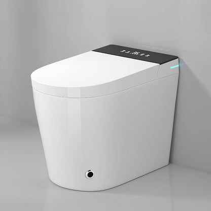 WinZo 23" Compact Smart Toilet with Bidet Seat Built-in For Small Bathroom, Auto Flush, LED Night Light,Heated Bidet with Warm Air Drying (White with Black Panel) (12'' Rough-in Black)