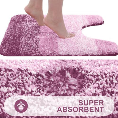 OLANLY Luxury Toilet Rugs U-Shaped 24x24, Soft Absorbent Microfiber Mat