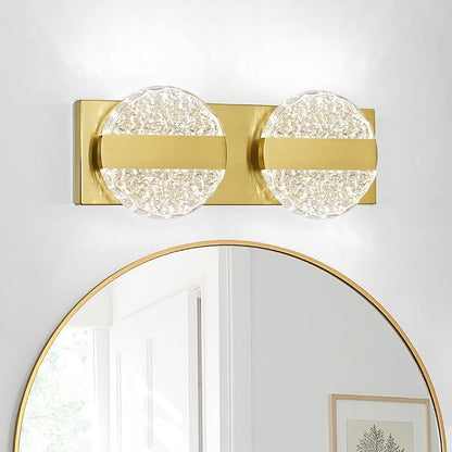 Luxury Brushed Gold Bathroom Vanity Light with High CRI 90+ LED for True Colors, 10W 6000K Cool White Modern Bathroom Lights Fixture Over Mirror for Makeup & Shaving