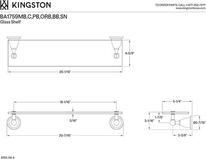 Kingston Brass BA1759C Heritage Glass Shelf, Polished Chrome