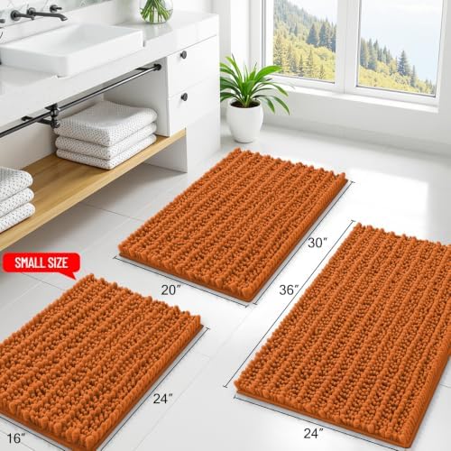 Smiry Bathroom Rugs 30X20, Extra Soft Rubber Backing Chenille Bath Mats