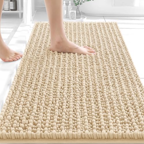 OLANLY Bathroom Rugs 34x21, Thick Soft Absorbent Chenille Bath Rugs
