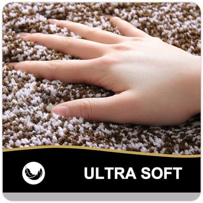 OLANLY Bathroom Rugs 36x24, Soft Absorbent Microfiber Bath Rugs, Brown