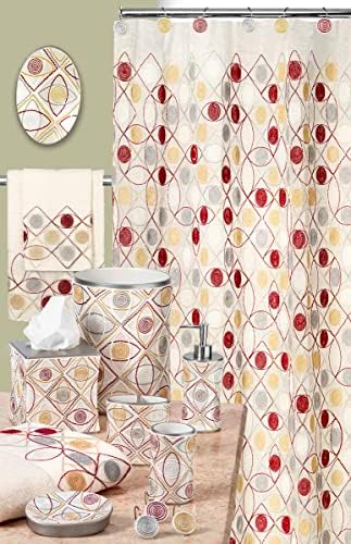 Zahari Home 2pc Sedona Modern Bath Accessories Set Waste Basket & Tissue Box Modern Classic Contemporary Decorative Beautiful Designs Bathroom Decor Set for Home Luxury Bath Set