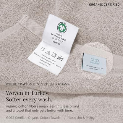 California Design Den Organic Cotton Luxury Bath Towel Set, Light Beige