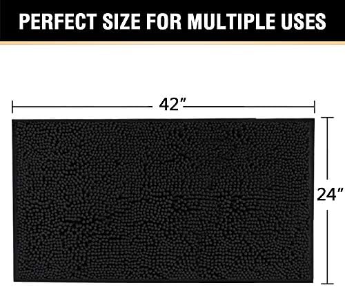 H.VERSAILTEX Microfiber Bath Rugs Chenille Floor Mat Ultra Soft Washable Bathroom Dry Fast Water Absorbent Bedroom Area Rugs, 24 x 42 - Inch, Black