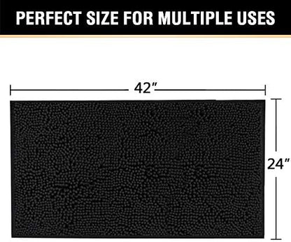 H.VERSAILTEX Microfiber Bath Rugs Chenille Floor Mat Ultra Soft Washable Bathroom Dry Fast Water Absorbent Bedroom Area Rugs, 24 x 42 - Inch, Black