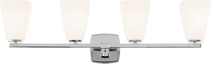 Kichler Marant 33.25" 4-Light Vanity Light with Opal Glass in Chrome, for Bathroom, Powder Room, Over a Mirror, (33.25" W x 9.5" H), 55217CH