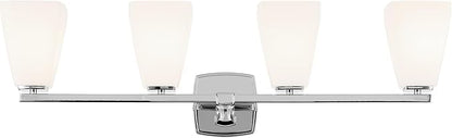 Kichler Marant 33.25" 4-Light Vanity Light with Opal Glass in Chrome, for Bathroom, Powder Room, Over a Mirror, (33.25" W x 9.5" H), 55217CH