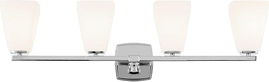 Kichler Marant 33.25" 4-Light Vanity Light with Opal Glass in Chrome, for Bathroom, Powder Room, Over a Mirror, (33.25" W x 9.5" H), 55217CH