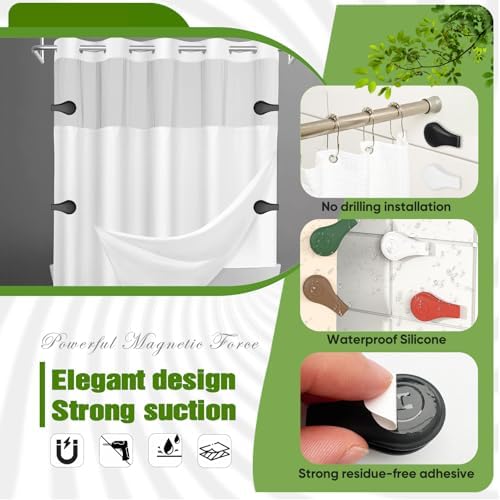 4-Pack Magnetic Silicone Shower Curtain Clips, Keep Liner Closed, Black