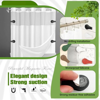 4-Pack Magnetic Silicone Shower Curtain Clips, Keep Liner Closed, Black