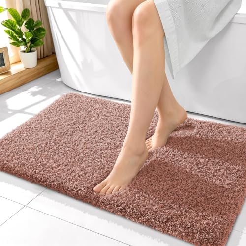 OLANLY Microfiber Bathroom Rugs 36x24, Ultra Soft Absorbent Bath Mat, Mocha