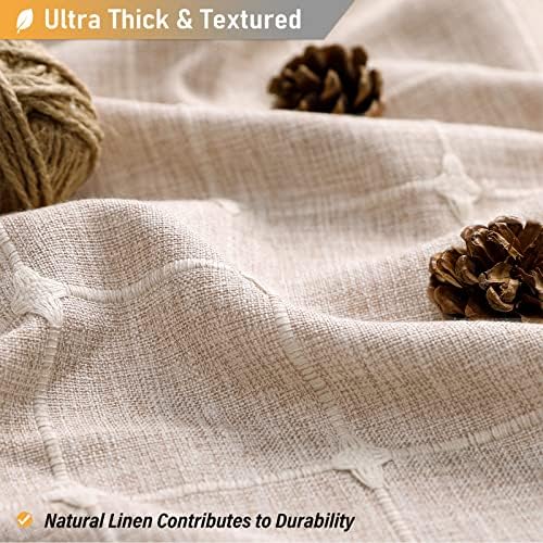 BTTN Stall Boho Farmhouse Linen Heavy Duty Shower Curtain, 36x72, Tan/Taupe