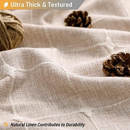 BTTN Stall Boho Farmhouse Linen Heavy Duty Shower Curtain, 36x72, Tan/Taupe