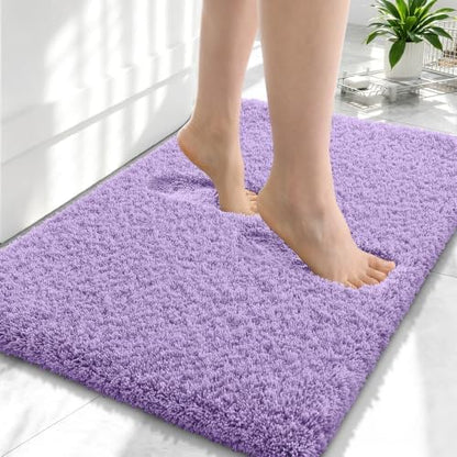 OLANLY Microfiber Small Bathroom Rugs 24x16, Ultra Soft Bath Mat, Lavender