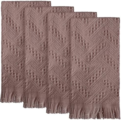 HunnmingRe 4 Pack Boho Hand Towel for Kitchen, Brown