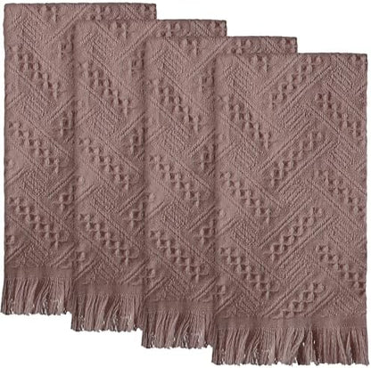 HunnmingRe 4 Pack Boho Hand Towel for Kitchen, Brown