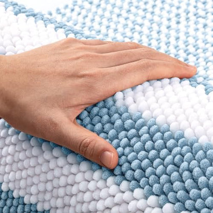 BSICPRO Bathroom Rugs, 20x32 Chenille Bath Mats, Light Blue