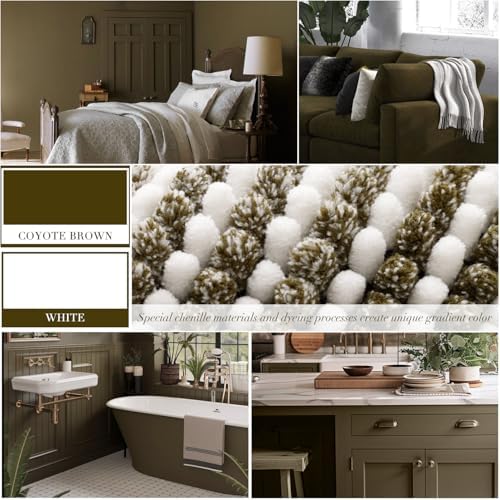 BSICPRO Bathroom Rugs Sets 2 Piece, Non Slip Striped Bath Mat, Coyote Brown
