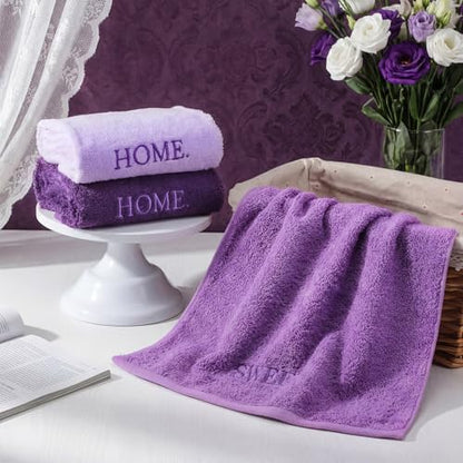 FuWeave 3 Pcs Purple Decorative Hand Towels for Bathroom, Home Sweet Home