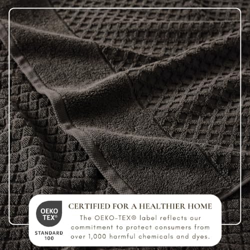 Great Bay Home Bath Towels - 100% Cotton 6 Piece Bath Sheet Set - Diamond Waffle Weave - Absorbent, Durable, Quick-Dry Towels for Bathroom (Midnight)