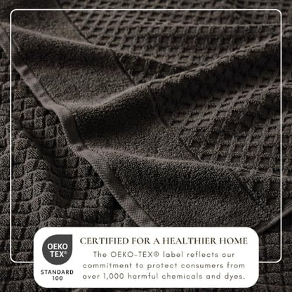 Great Bay Home Bath Towels - 100% Cotton 6 Piece Bath Sheet Set - Diamond Waffle Weave - Absorbent, Durable, Quick-Dry Towels for Bathroom (Midnight)