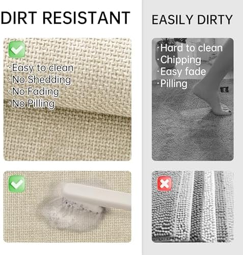 Mecko 24"x36" Bath Mat, Absorbent Quick Dry Bathroom Floor Mats Oatmeal