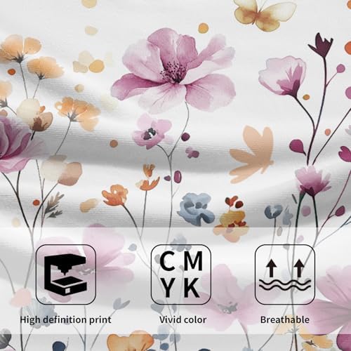 Purple Wildflowers Hand Towels 14x28 Inch 2Pcs Summer Spring Botanical Floral Butterfly Soft Fingertip Tea Towel Absorbent Dish Cloth for Bathroom Kitchen Hotel Spa Home Decor