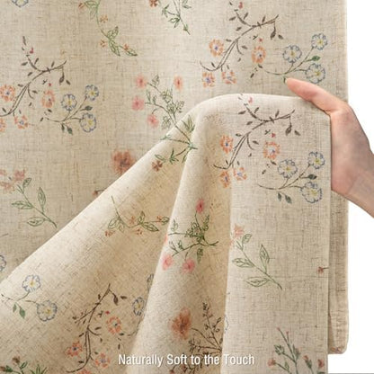 Floral Farmhouse Vintage Linen Shower Curtain French Country Decor 54Wx72H