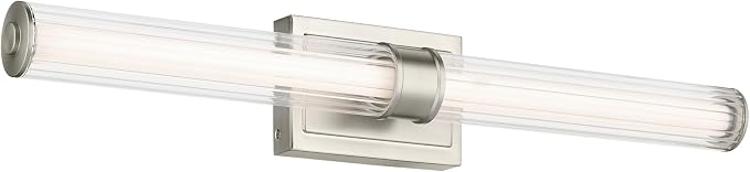 Kichler Laurene LED Bath Bar Light, Brushed Nickel | Linear vanity light with clear fluted glass for bathroom mirrors (31" x 5"), 55197NILED