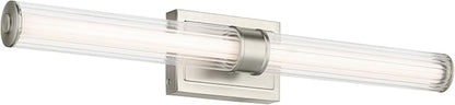 Kichler Laurene LED Bath Bar Light, Brushed Nickel | Linear vanity light with clear fluted glass for bathroom mirrors (31" x 5"), 55197NILED