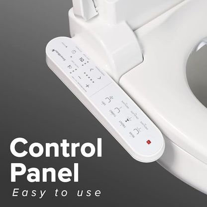 SmartBidet® SB-2000 Smart Bidet Electric Bidet Toilet Seat with Heated Seat, Warm Water, Air Dryer – Side Control Panel, Elongated