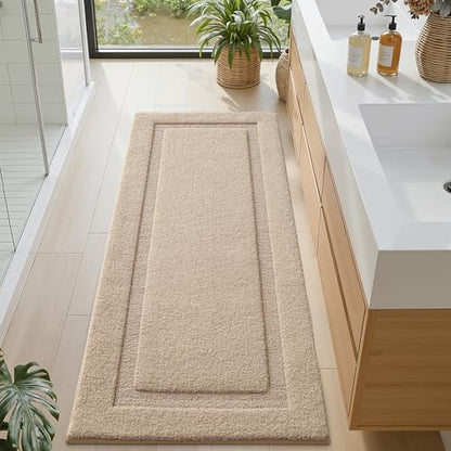 LUMI Ultra Soft Bathroom Runner Rugs, Non Slip Bath Mat 24x60, Beige
