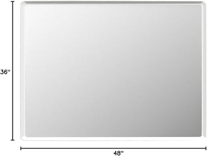 48x36 Inch Silver Bathroom Mirror for Wall | Silver Metal Framed Vanity Mirror, Rounded Rectangle Mirror, Shatterproof, Anti-Rust, Silverish Painted (Horizontal/Vertical)