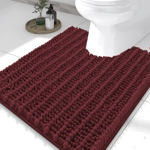 Smiry Bathroom Toilet Rugs U Shaped 24X20, Chenille Bath mats for Toilet