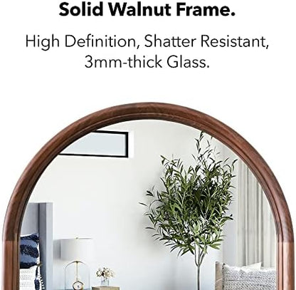 WallBeyond 65"x20" Full Length Mirror - Vintage Wood Framed Large Bedroom Floor Mirror, Farmhouse Wall Mounted or Leaning, Brown Solid Wood