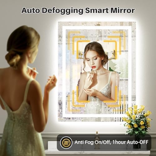 Briivue 36x30 Inch LED Bathroom Mirror with Lights, Backlit & Front Lit