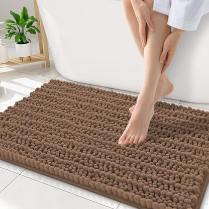 Smiry Bathroom Rugs 34X21, Extra Soft Rubber Backing Chenille Bath Mats