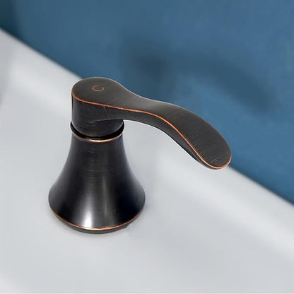 Oil Rubbed Bronze Bathroom Faucet, 2 Handle 3 Hole 8 Inch Widespread Bathroom Faucet, 360°Swivel High-Arc Spout, Stainless Steel Faucet for Bathroom/Vanity/Lavatory, VAL052HZST