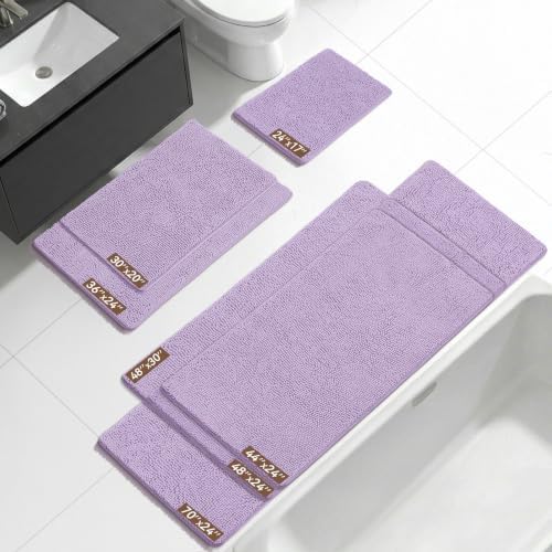 Bcoimo 48x30 Chenille Bath Mat – Non-Slip with Backing Bath Rug Ultra-Absorbent and Machine Washable Bathroom Mat Quick-Dry Design. Ideal for Bathroom Shower and Tub Areas