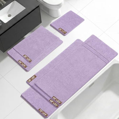 Bcoimo 48x30 Chenille Bath Mat – Non-Slip with Backing Bath Rug Ultra-Absorbent and Machine Washable Bathroom Mat Quick-Dry Design. Ideal for Bathroom Shower and Tub Areas