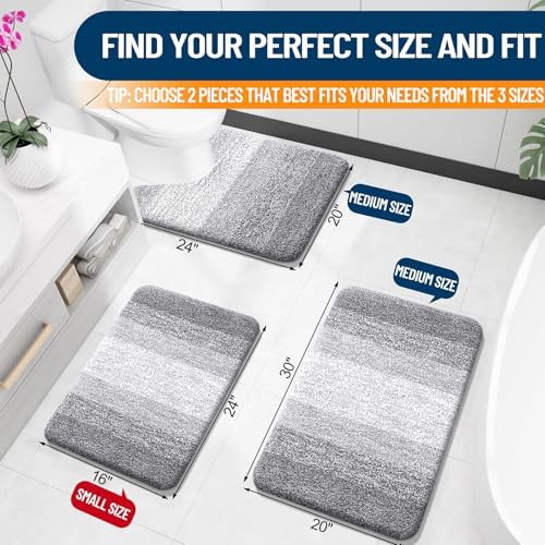 OLANLY Micorfiber Bathroom Rug Set 2 Piece, 30"x20"+U-Shaped 24"x20"
