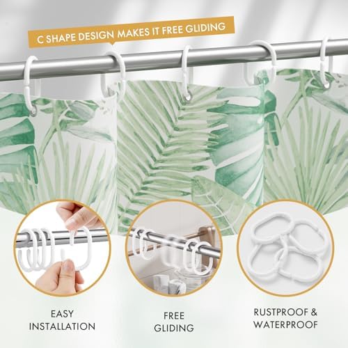 Amazer White Shower Curtain Hooks Rings, 24 Pcs Plastic Shower Curtain Rings, Plastic Shower Curtain Hooks for Bathroom Shower Rod, White Shower Hooks Rings Loops for Shower Curtain