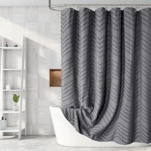 Grey Boho Fabric Shower Curtain 72 x 80 Inches