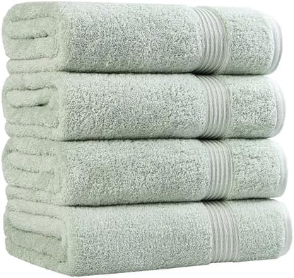 Superior Egyptian Cotton 4-Piece Bath Towel Set for Shower, Bath, Spa, Resort, Hotel, Soft Body Towels, Airbnb Essentials, Apartment, Dorm, Quick Dry, Absorbent, Bathroom Basics, Sage
