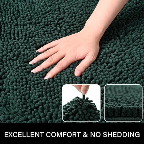 LOCHAS Luxury Bathroom Rug Shaggy Bath Mat 24 x 48 Inch, Hunter Green