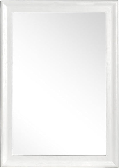 White Bathroom Mirror 24x36 Inch, Wooden Framed Rectangle Mirrors for Wall with Tempered Glassr for Bedroom Living Room or Entryway, Vertical or Horizontal Hanging